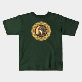 Mucha Flower Wreath Lady 05 Kids T-Shirt